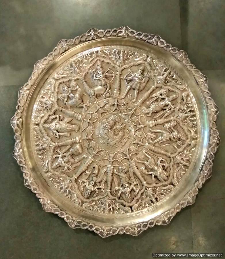 Carved Silver Thali