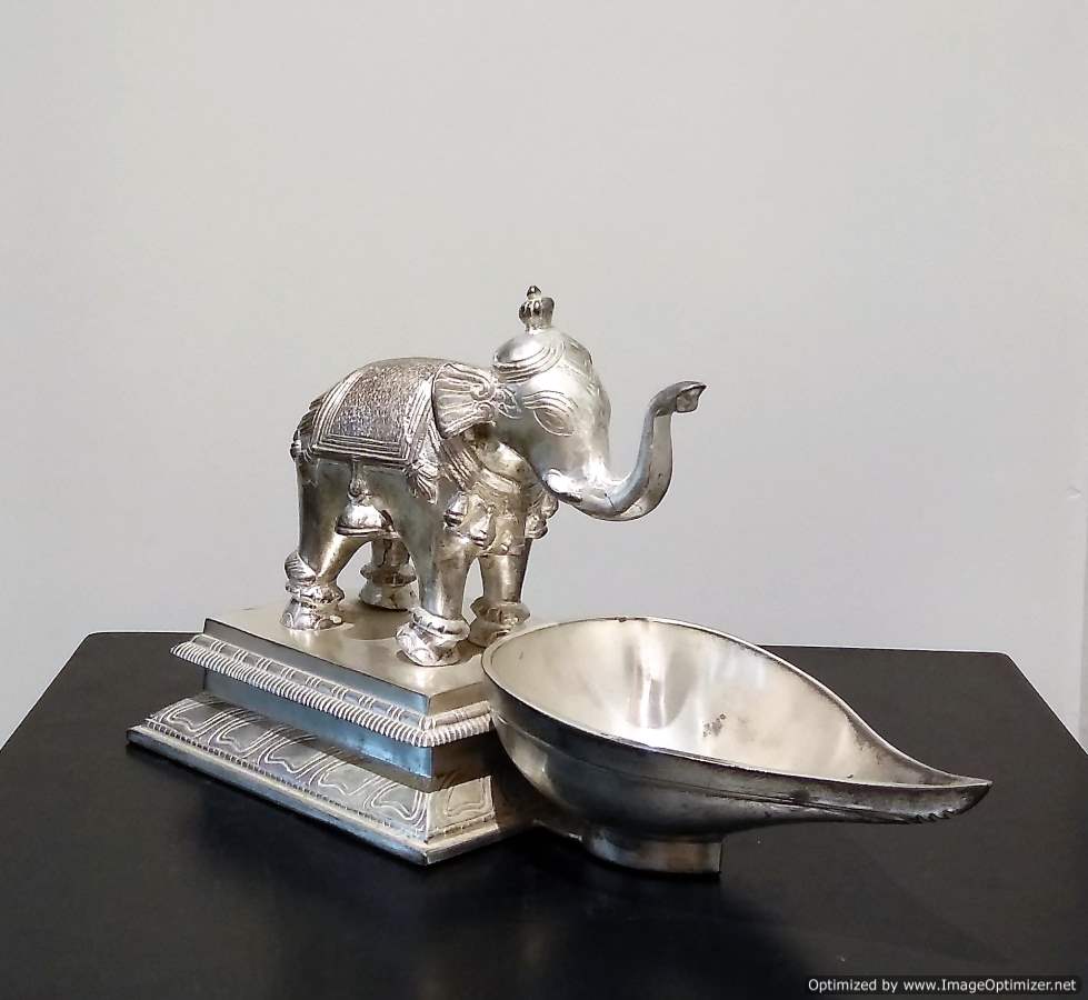 Silver plated Elephant Diya