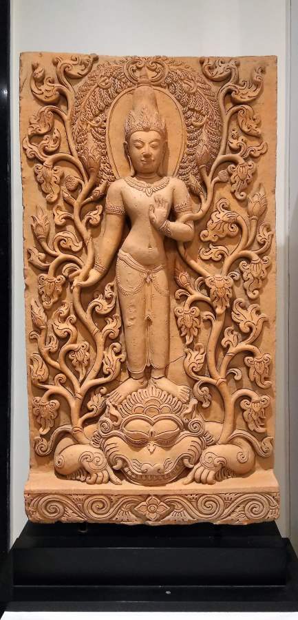 Terracotta Buddha Panel with Stand